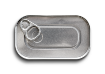 Blank sardine tin can isolated on transparent background