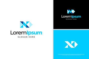 Modern pixel next technology logo vector design template