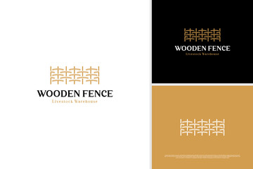 Wooden fence livestock barn logo design template