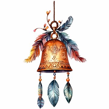 recommend clip art: Watercolor Illustration of a Golden Bell with Feathers.