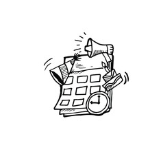 calendar marked date and time for reminder birthday hand drawn sketch vector