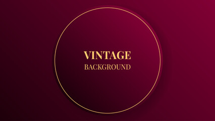 Wine red gradient abstract background with gold round, line and shadows. Modern geometric pattern. Shiny poster or web banner template	