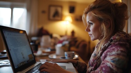 Fototapeta premium Woman Working on Laptop at
