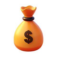 3D rendered Orange brown colored money bag