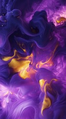 Naklejka premium Abstract Purple and Gold Swirling Paint.