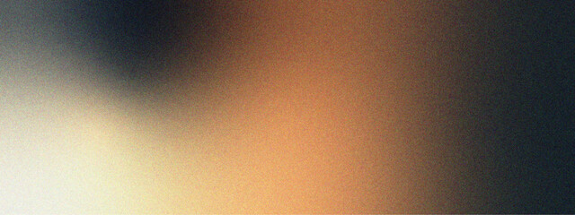 Showcasing a warm gradient background with grainy texture. Minimalist Aesthetic, Grunge Cinematic Grainy Poster Banner with Copy Space. Orange black blue color grainy texture effect.
