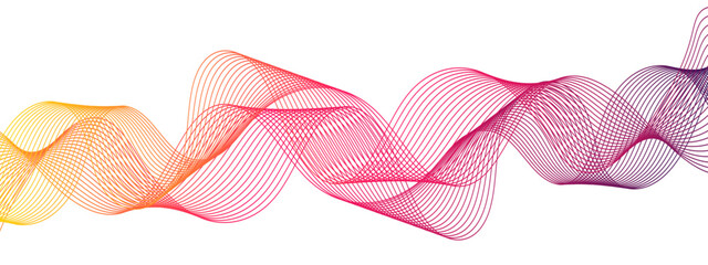 Abstract wavy stripes on a white background isolated. Creative line art Design elements. colorful wave line transparent background modern stream wave background and wave curve lines