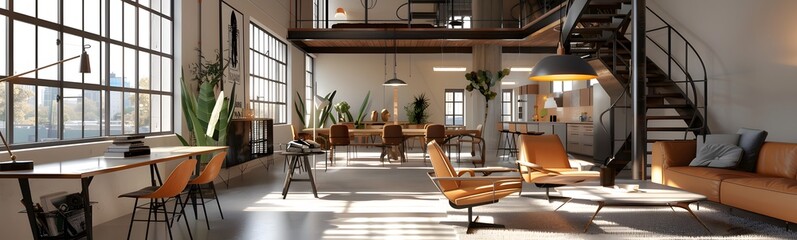 scandinavian loft apartment. 3d rendering. 