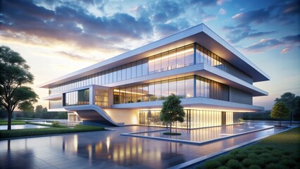 Fototapeta premium minimalist futuristic architecture learning institution background concept sleek modern mood monochromatic high contrast style low key minimal lighting pastel colors