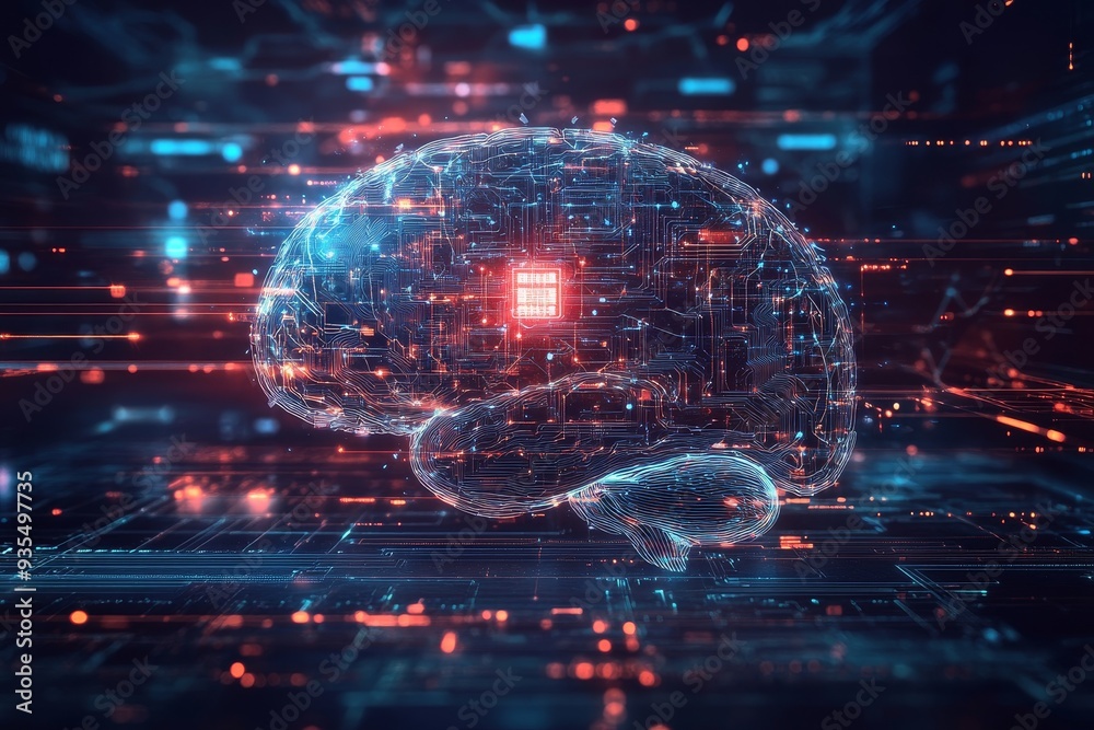 Poster ai integration in human brain neural network with artificial intelligence elements