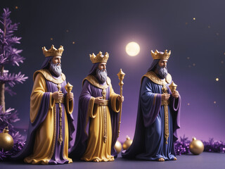 Fototapeta premium purple Christmas decoration Holy Three Kings