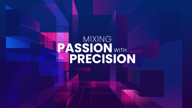 Mixing passion with precision in a cutting-edge, high-tech background, ideal for tech events, conferences, and exhibitions. The abstract, futuristic design reflects innovation and progress in tech.