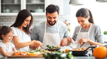 Fototapeta premium Happy family cooking together