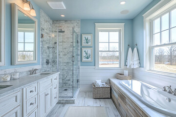 Fototapeta premium Coastal Calm A serene bathroom