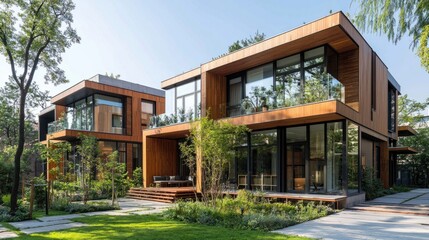 Obraz premium Eco-friendly Urban Oasis: Contemporary Sustainable Architecture in the City