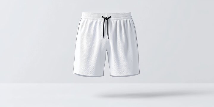 3D rendering of mens swimming shorts template, isolated on a white background, showcasing a sleek and modern design