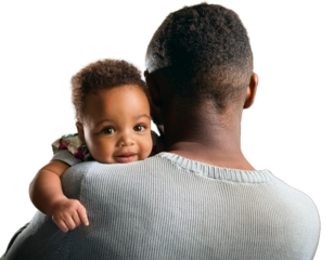 Ojciec trzymający na rękach niemowlę. Przezroczyste tło