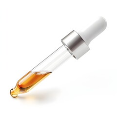 Photo of Transparent Glass Serum Dropper Bottle Isolated on Clean White Background