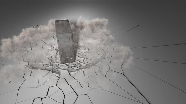 computer fell on the floor and broke it, 3d animation