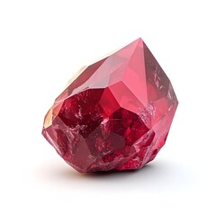 Fototapeta premium Stunning Faceted Ruby Crystal Gemstone Displayed on White Background