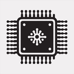 microchip icon Vector silhouette illustration icon on a white background