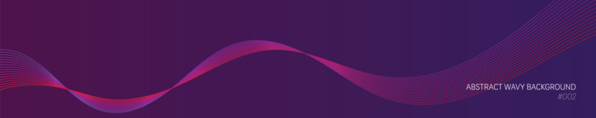 Abstract long background with flowing pink lines forming a wave shape over a purple gradient mesh