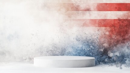 A stunning empty podium with a backdrop of colorful smoke, perfect for presentations or award ceremonies.