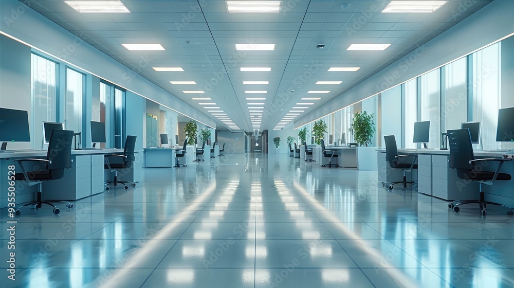 Aufkleber empty modern call center office. generative ai.