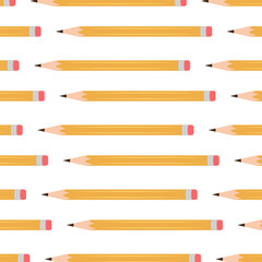 Repeat pattern with pencil. Design for  school projects, print, background. Vector illustration EPS10.