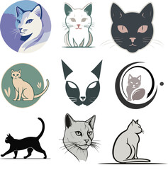 set of cats vector