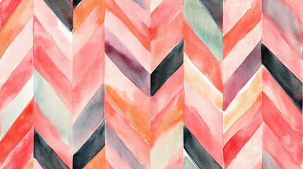 Obraz premium A seamless pattern with minimalistic chevron watercolor pattern - Abstract lines and playful motifs. 