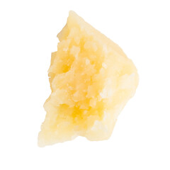 Piece of parmesan cheese on empty background.