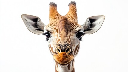 Giraffe head face isolated on white background : Generative AI
