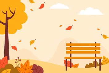 Flat design of natural autumn landscape background illustration