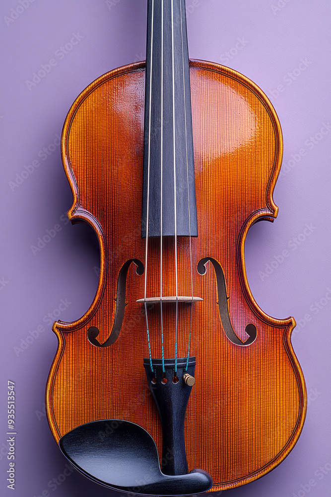 Aufkleber a violin bow, isolated on a pastel lavender background, symbolizing the grace and skill required for