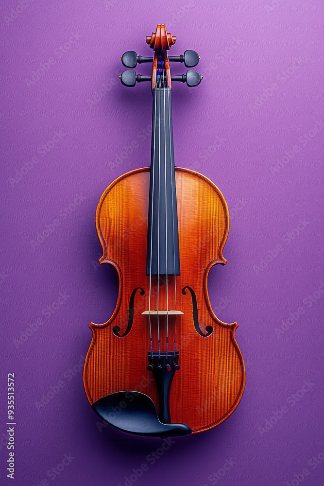 Aufkleber a violin bow, isolated on a pastel lavender background, symbolizing the grace and skill required for