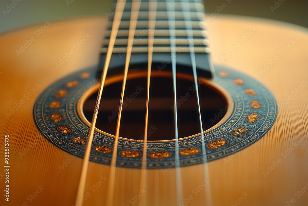 Aufkleber A set of guitar strings, isolated on a pastel cream background, representing the foundation of sound in string instruments,
