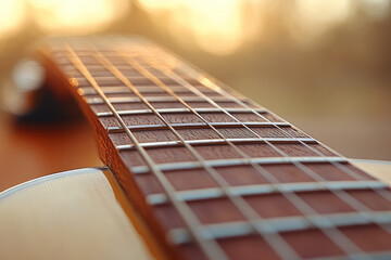 Fototapeta premium A set of guitar strings, isolated on a pastel cream background, representing the foundation of sound in string instruments,