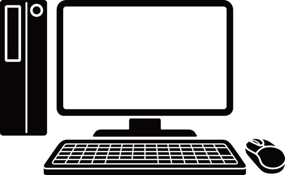 black computer setup, keyboard, mouse clip art preview