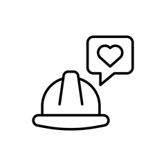 Safety helmet outline icons, minimalist vector illustration ,simple transparent graphic element .Isolated on white background