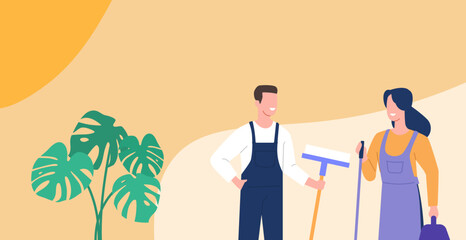 illustration of a person cleaning service