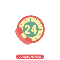 24 hours support icon vector illustration retro . technology concept vector design. Perfect for web and mobile UIUX. Modern, minimalistic vector style. Ideal for app interfaces, website elements