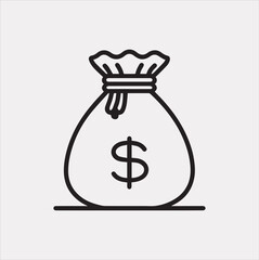 money bag one line Vector silhouette illustration icon on a white background