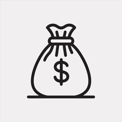 money bag one line Vector silhouette illustration icon on a white background