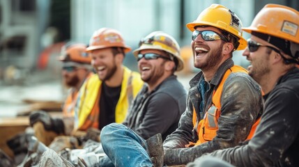Construction Workers Sharing a Laugh on a Break