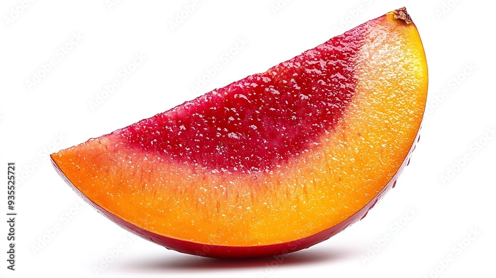 Poster Red mango slice isolated on white background with clipping path : Generative AI