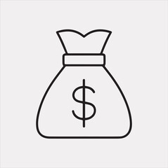 money bag one line Vector silhouette illustration icon on a white background