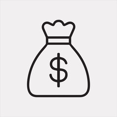 money bag one line Vector silhouette illustration icon on a white background