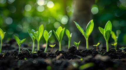 Fresh Green Shoots Emerging from Garden Bed Symbolizing Growth and Renewal Embracing the Energy of New Beginnings