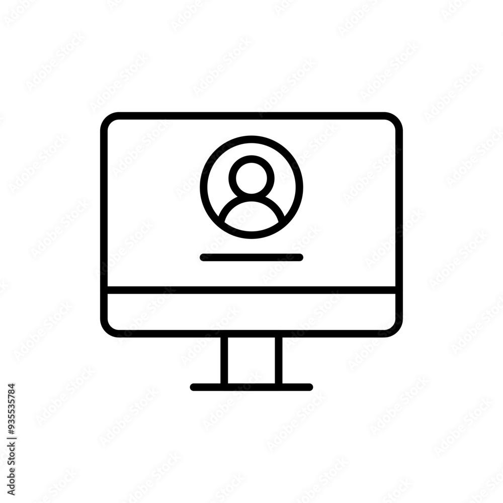 Fototapete computer user outline icons, minimalist vector illustration ,simple transparent graphic element .iso